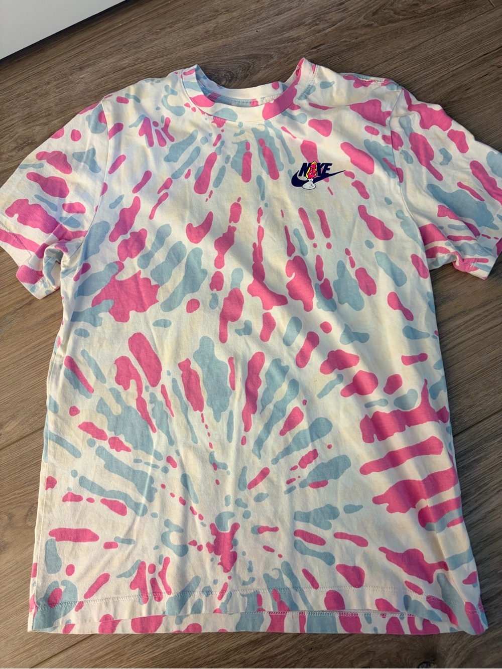 Nike Short Sleeve Tee in Pink & Light Blue Tie-Dye